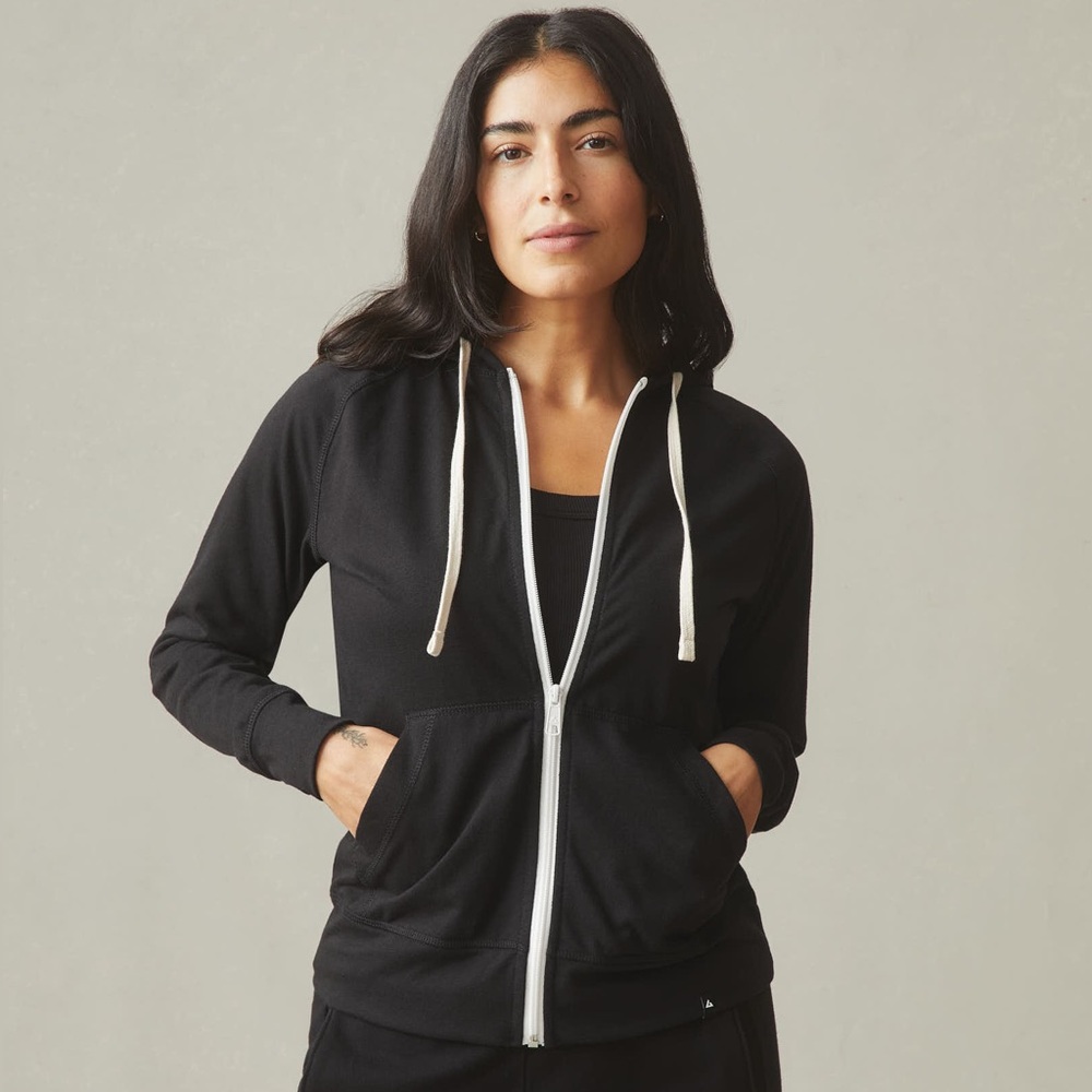 AMERICAN GIANT Womens Lightweight Full Zip Hoodie 2XL Black Loungewear Casual